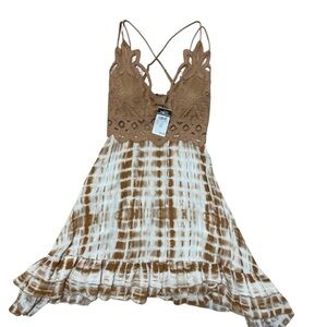 Rue21 Brown and White Tie-Dye Dress
